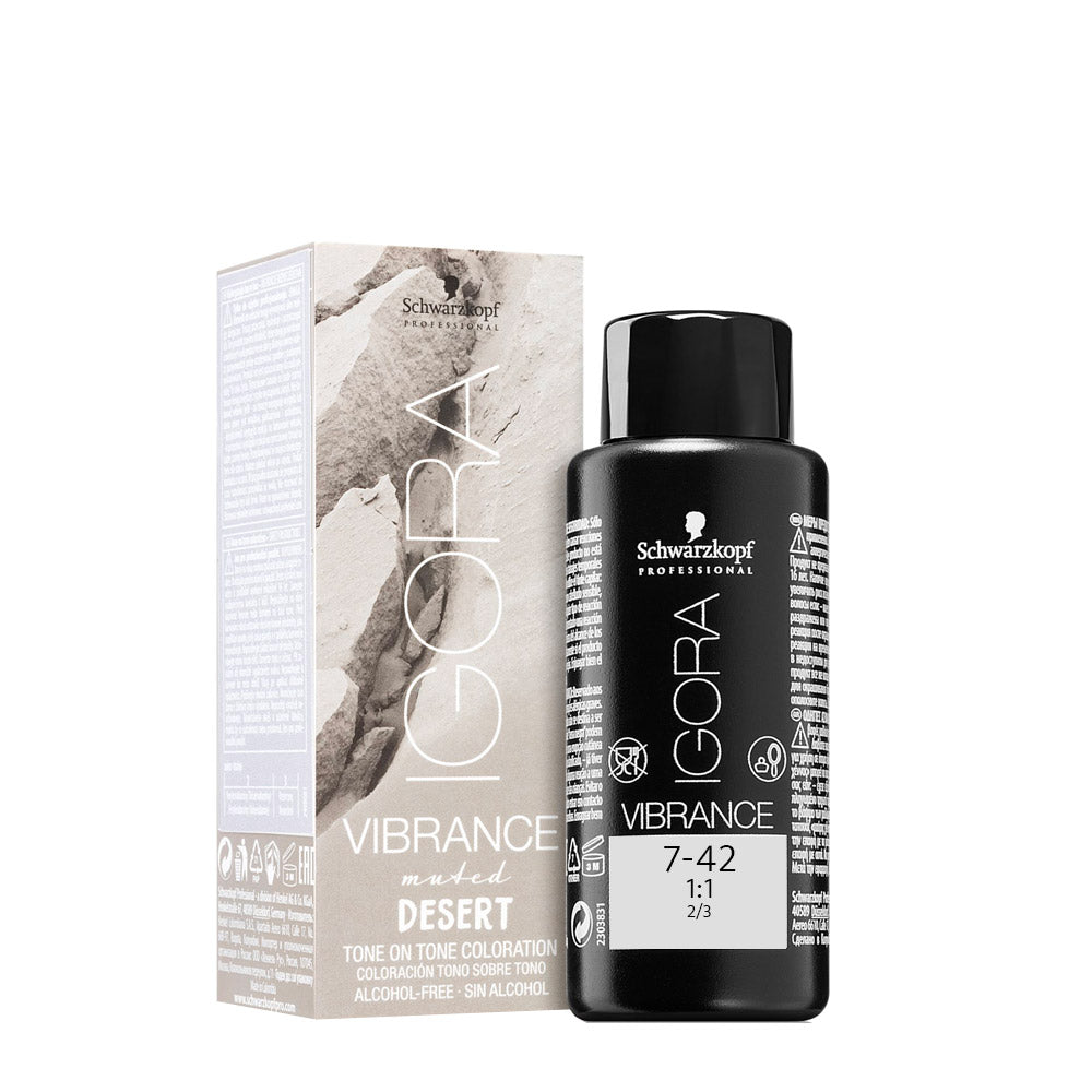 Schwarzkopf Igora Vibrance Tone On Tone Muted Desert 7-42 Biondo Medio Beige Cenere 60ml - colorazione tono su tono