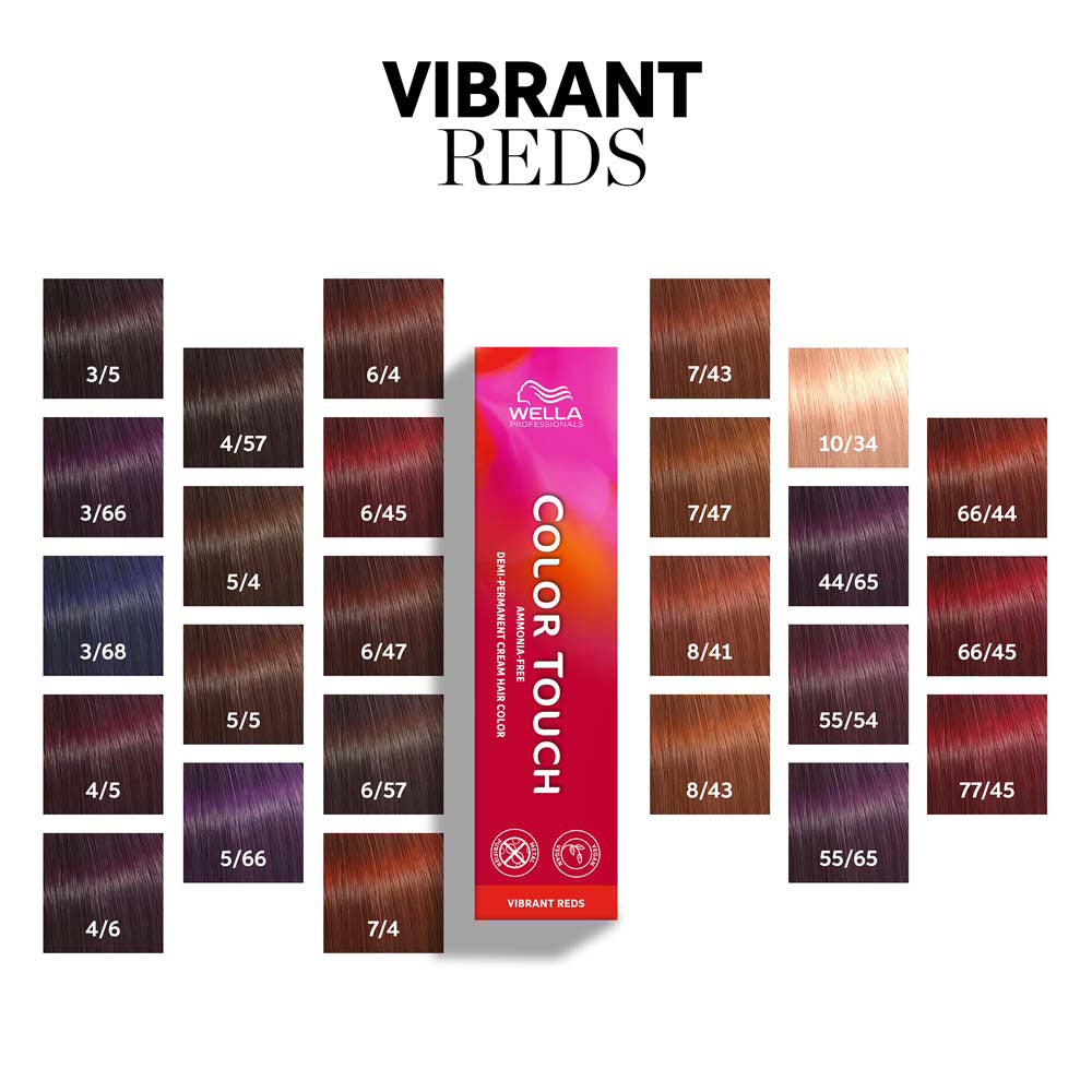 Wella Color Touch Vibrant Reds 77/45 Biondo Medio Intenso Rame Mogano 60ml - colore semipermanente senza ammoniaca [all]