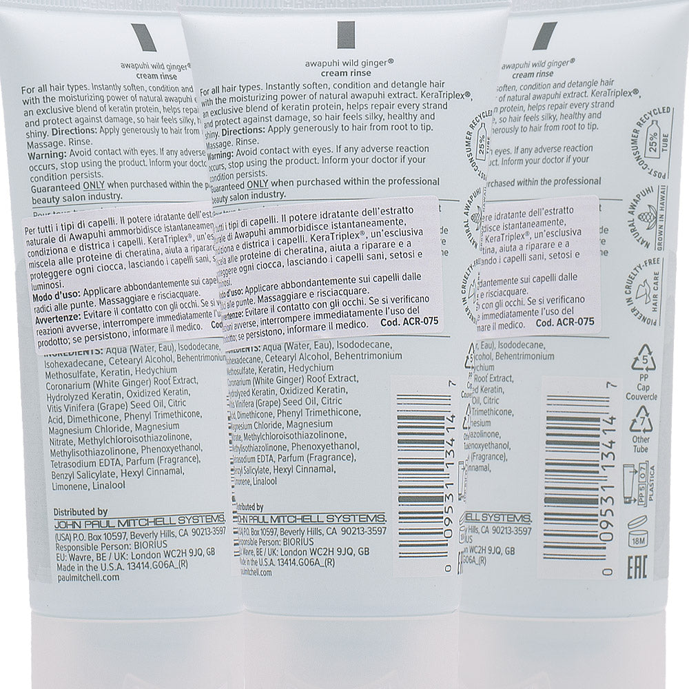 Paul Mitchell Awapuhi Wild Ginger Repair Cream Rinse 75ml - balsamo idratante quotidiano