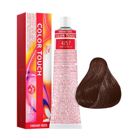 Wella Color Touch Vibrant Reds 4/57 Marrón Medio Caoba Arena 60ml - color semipermanente sin amoniaco