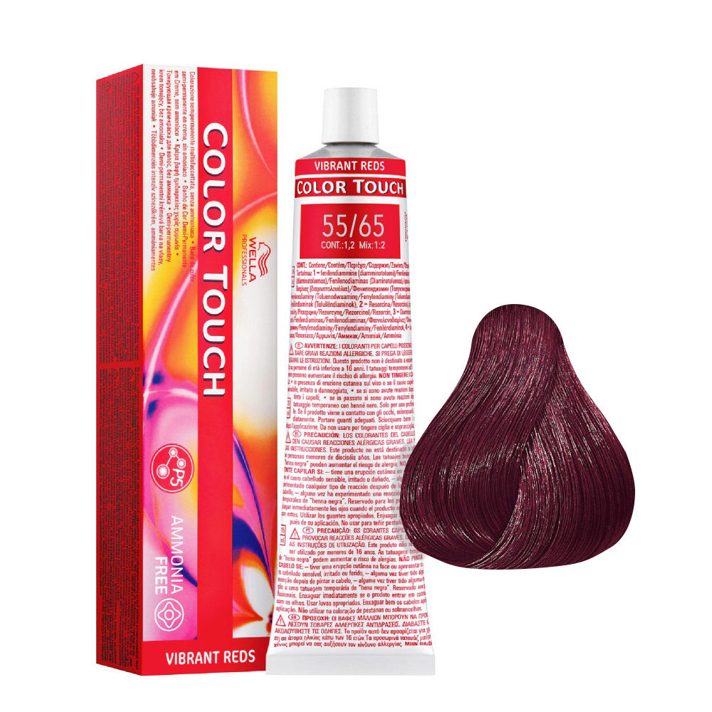Wella Color Touch Vibrant Reds 55/65 Marrón Claro Intenso Violeta Caoba 60ml - color semipermanente sin amoniaco