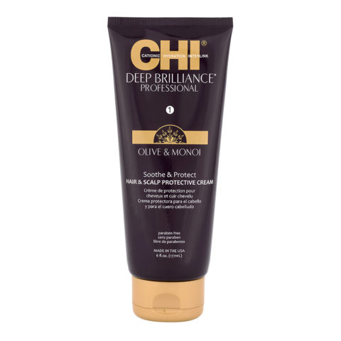 Deep Brilliance Olive & Monoi Soothe & Protect Cream 177ml - crema protectora para cuero cabelludo y cabello