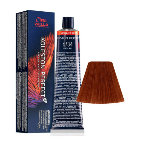 Wella Koleston Perfect Me+ Vibrant Reds 6/34 Rubio Oscuro Cobrizo Dorado 60ml - coloración permanente