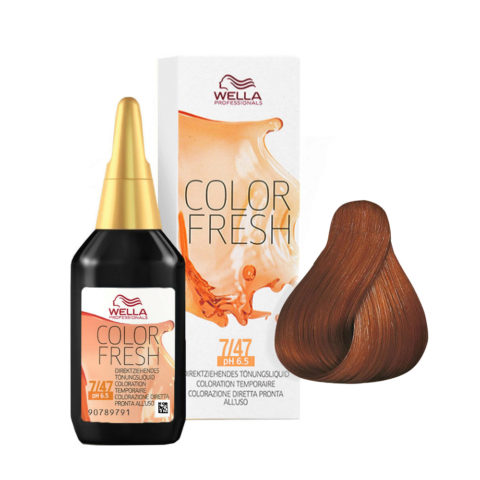 Wella Color Fresh 7/47 Rubio Medio Cobrizo Arena 75ml - potenciador del color sin amoniaco