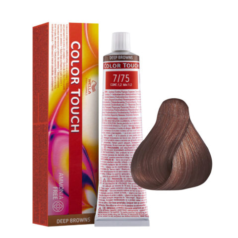 Wella Color Touch Deep Browns 7/75 Rubio Medio Arena Caoba 60ml - coloración semipermanente sin amoniaco