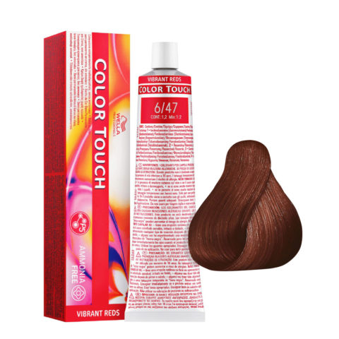 Wella Color Touch Vibrant Reds 6/47 Rubio Oscuro Cobrizo Arena 60ml - color semipermanente sin amoniaco