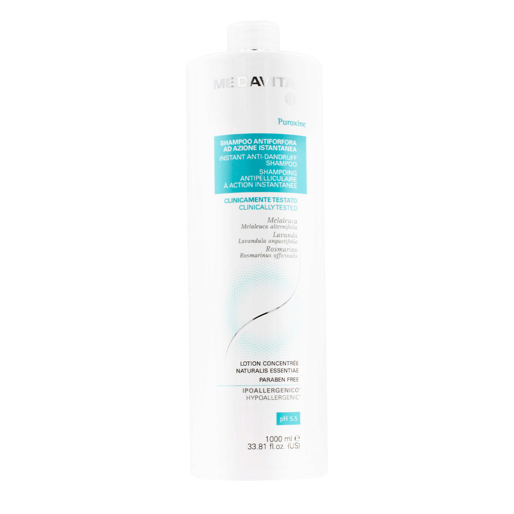 Medavita Cute Puroxine Instant Anti-Dandruff Shampoo 1000ml - champú anticaspa instantáneo pH 5.5