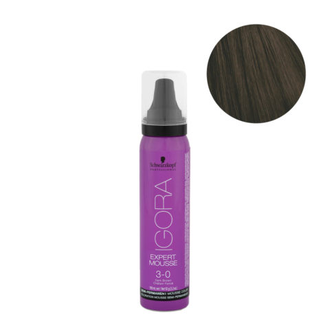 3-0 Castaño Oscuro Natural Schwarzkopf Igora Expert Mousse 100ml - espuma de color semipermanente