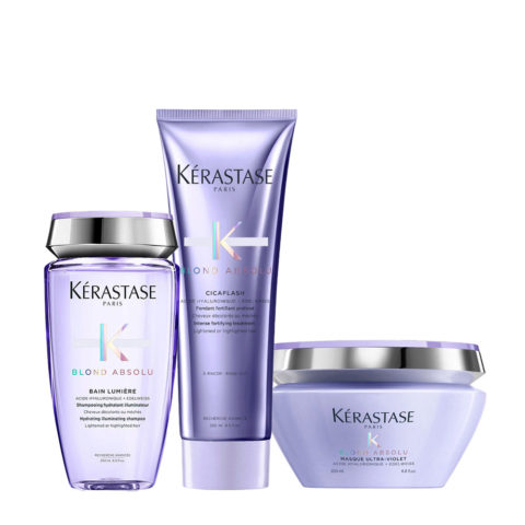 Kerastase Blond Absolu Bain Lumiere 250ml Cicaflash Conditioner 250ml Masque Ultra Violet 200ml