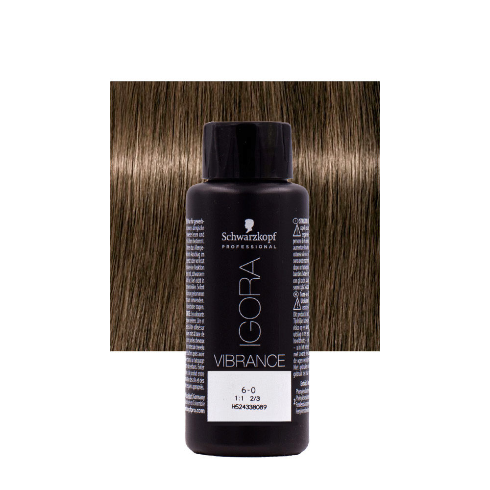 Schwarzkopf Igora Vibrance 6-0 Rubio Oscuro Natural 60ml - coloración tono sobre tono