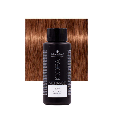 Schwarzkopf Igora Vibrance 7-57 Rubio Medio Dorado Cobrizo 60ml - coloración tono sobre tono