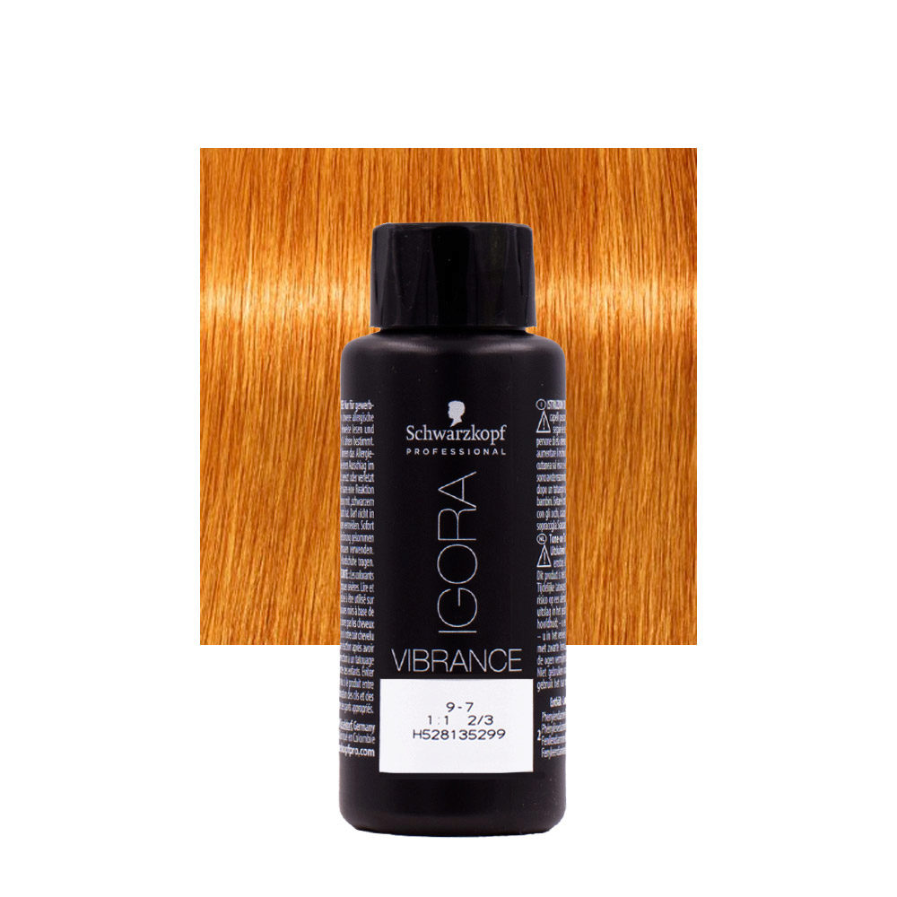 Schwarzkopf Igora Vibrance 9-7 Rubio Muy Claro Cobrizo 60ml - coloración tono sobre tono