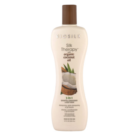 Biosilk Silk Therapy Coconut Oil 3 In 1 Shampoo, Conditioner, Body Wash 355ml