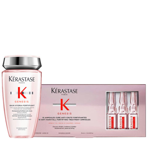 Kerastase Genesis Bain Hydra-Fortifiant 250ml Ampoules Cure Anti-Chute Fortifiantes 10x6ml