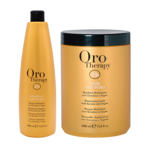 Fanola Oro Puro Champú 1000ml y Mascarilla 1000ml Iluminador