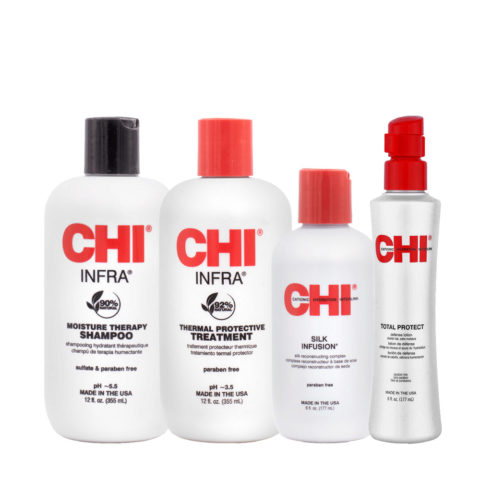 CHI Infra Kit Shampoo 355ml Treatment 355ml Silk Infusion 177ml Protect 177ml