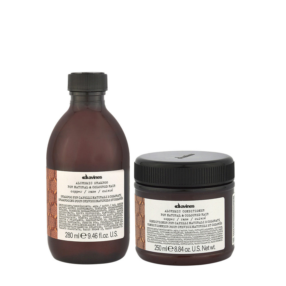 Davines Alchemic Copper Hair Copper Champú 280ml Acondicionador cobre 250ml