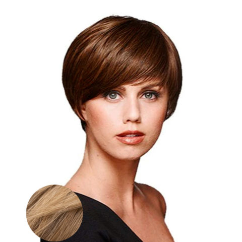 Hairdo Peluca de peinado corto y elegante rubio claro con raíz marrón