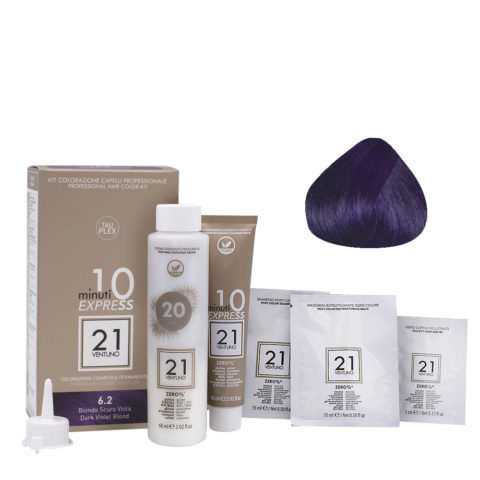 21 Ventuno Professional Hair Dyeing Kit 6.2 Rubio Oscuro Morado