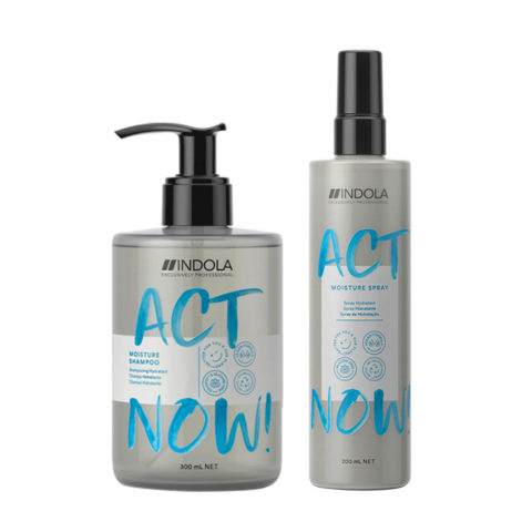 Indola Act Now Hidratante Cabello Seco Champù 300ml Y Spray Hidratante 200ml