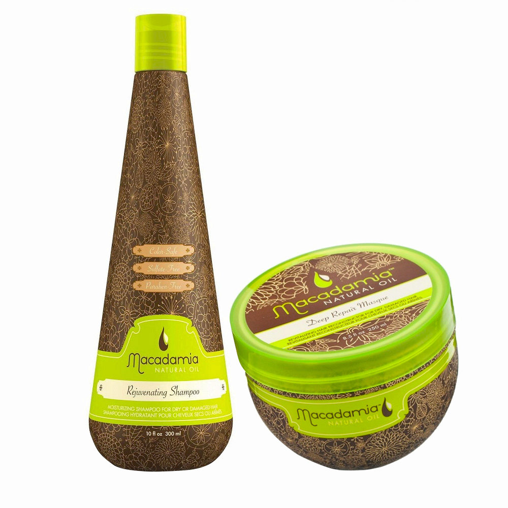 Macadamia Kit hidratante para cabello dañado 300ml Champú y 236ml Mascarilla
