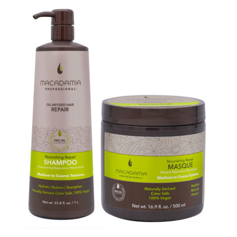 Macadamia Set Cabello Dañado 1000ml Champú y Mascarilla 500ml