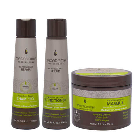 Macadamia Pelo Dañado Champù 300ml Acondicionador 300ml Mascarilla 236ml