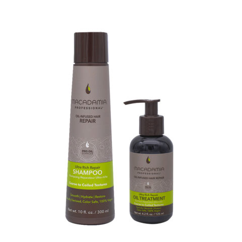 Macadamia Set Pelo Dañado Y Grueso Champù 300ml Y Aceite 125 ml