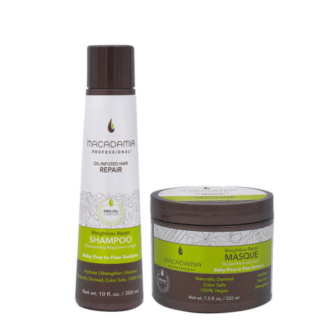 Macadamia Set Pelo Dañado y fino Champù 300ml Y Mascarilla 222ml