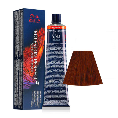 Wella Koleston Perfect Me+ Vibrant Reds 5/43 Marrón Claro Cobrizo Dorado 60ml - coloración permanente