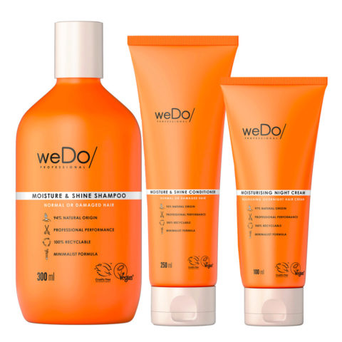 weDo Moisture & Shine Shampoo 300ml + Conditioner 250ml + Night Cream 90ml