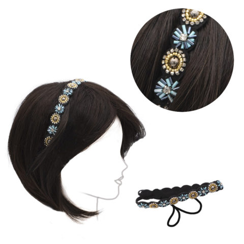 VIAHERMADA Diadema con cuentas y pedrería de cristal