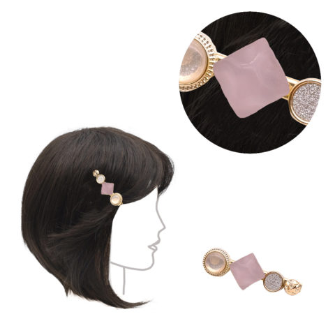 VIAHERMADA Pinza con piedra rosa 6cm