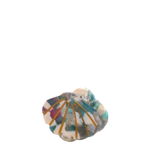 VIAHERMADA Pinzas Pequeñas con Concha Verde y Blanca 2,5cm