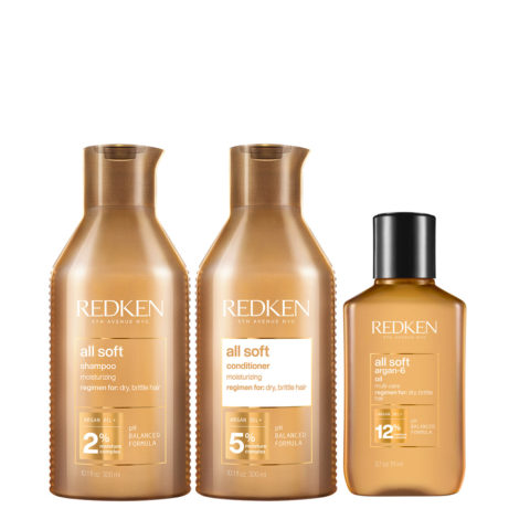 Redken All Soft Shampoo 300ml Conditioner 300ml Argan Oil 111ml