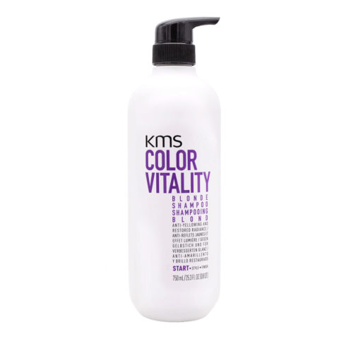KMS Color Vitality Blonde Shampoo 750 ml - champú para cabello rubio natural, aclarado o con mechas