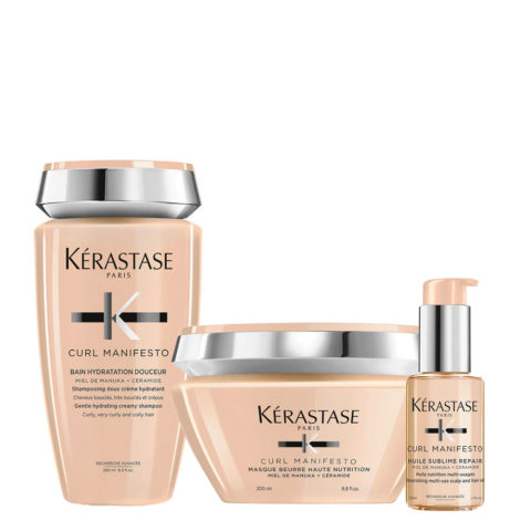 Kerastase Curl Manifesto Kit Shampoo 250ml Mascara 200ml L'Huile Precieuse 50ml
