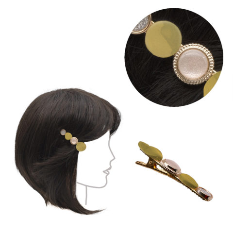 Pinza cabello de metal con adornos dorados 6cm