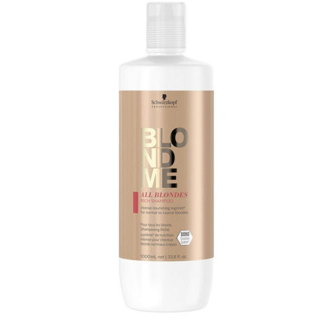 Schwarzkopf BlondeMe All Blondes Rich Shampoo 1000ml - champú para cabello rubio grueso