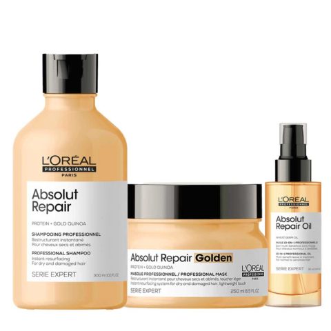 L'Oréal Professionnel Paris Serie Expert Absolut Repair Shampoo 300ml Golden Mask 250ml Olio 10in1 90ml