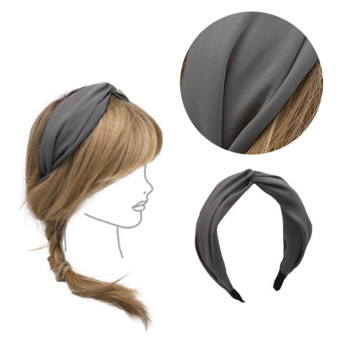 VIAHERMADA Diadema de Tela Gris con Nudo