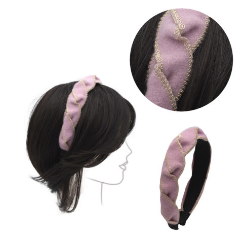 Diadema de Tejido Trenzado Rosa y Dorado