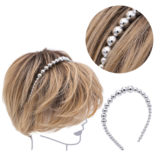 VIAHERMADA Diadema con perlas plateadas metalizadas