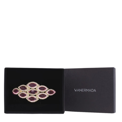 VIAHERMADA Pinza para el pelo Matic Rhombus con piedras moradas y strass
