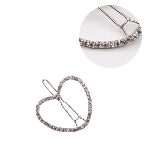 VIAHERMADA Pinza de pelo de corazón plateado con diamantes de imitación