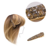 VIAHERMADA Clip cabello con perlitas de cristal antracita