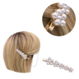 VIAHERMADA Pinza para el pelo Dorada con Cuentas 8x2cm