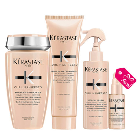 Curl Manifesto Kit Champú para cabello rizado250ml Acondicionador250ml Spray150ml