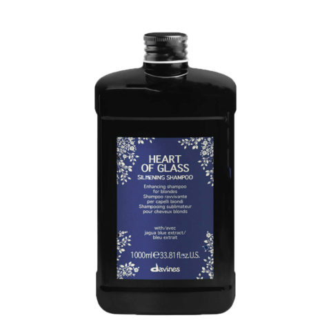 Davines Heart of Glass Silkening Shampoo 1000ml - champú revitalizante para cabello rubio