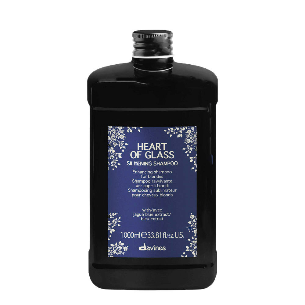 Davines Heart of Glass Silkening Shampoo 1000ml - champú revitalizante para cabello rubio